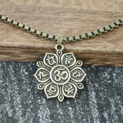 OHM OM AUM Yoga Lotus Flower Buddha Pendant Necklace For Women Religious Mandala Buddhism Jewelry
