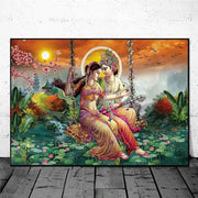 Indian God Radha Krishna Posters and Prints Canvas Painting Indian Artwork Wall Art Pictures for Living Room Home Decoration