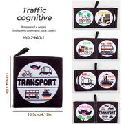 4 પાના બોધ પ્રારંભિક શિક્ષણ પુસ્તકો બાળકો માટે કાળા અને સફેદ કાપડનું પુસ્તક બાળકો માટે મોન્ટેસરી શૈક્ષણિક રમકડાં