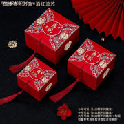 50pcs Retro Red Chinese Style Candy Boxes Wedding Gifts for Guests Mariage Paper Chocolate Packaging Box Boite Gateau Mariage