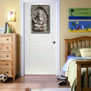 Square Aluminum Plaque, Classic 2D Indian Ganesha Theme, Wall Hanging Sign, Multipurpose Home, Kitchen Decor, Festive Decoration