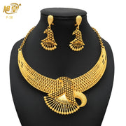 XUHUANG Luxury Dubai Crystal Gold Color Necklace Sets For Women Wedding African Jewelry Set Indian Jewellery Anniversary Gifts