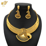 XUHUANG Luxury Dubai Flower Necklace Sets For Women Wedding 24K Gold Plated African Jewelry Set Indian Jewellery Gifts