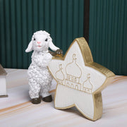 1pc, Adorable Ramadan Lamb Decoration - Unique Resin Desktop Figurine with Creative Design, Durable Construction, and Compact Si