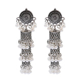 Retro Bollywood Oxidized Women Jhumka Indian Earrings Femmes 2020 Ethnic Gold Silver Color Afghan Bell Long Tassel Drop Earrings