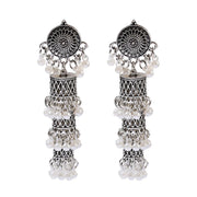 Retro Bollywood Oxidized Women Jhumka Indian Earrings Femmes 2020 Ethnic Gold Silver Color Afghan Bell Long Tassel Drop Earrings