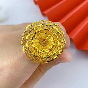 XUHUANG Dubai Gold Color Rings For Women Wedding Africa Bride Indian Fashion Hawaiian Jewelry Party Gifts New Style
