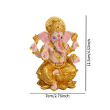 Ganesha Sitting Buddha Statue Decorative Collectible Handmade Craft Sculpture for Living Room Bedroom Home Bookshelf Office