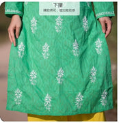 મહિલાઓની ભરતકામવાળી કુર્તી ભારતીય/પાકિસ્તાની ટ્યુનિક ટોપ વસંત ઉનાળામાં પાતળો પરંપરાગત દક્ષિણ એશિયન ડ્રેસ ટોપ લીલો બ્લાઉઝ કોટન