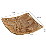 Creative Fruit Plate Imitation Rattan Woven Retro Living Room Snack Storage and Placement Square Afternoon Tea Heart Plate