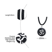 Men's OM Necklace Round Ohm Pendant Adjustable Yoga Spiritual Jewelry