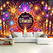 1pc 2D Flat Diwali Celebration Party Banner Backdrop, No Power Required——sym