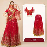 મહિલા ઉત્સવ હેલોવીન કોસ્પ્લે બેલી ડાન્સ ટોપ ડ્રેસ એડલ્ટ ઇન્ડિયન આરબ જાસ્મીન સાડી ફેન્ટસી રેવ બોલિવૂડ આઉટફિટ કોસ્ચ્યુમ સૂટ