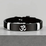 Stainless Steel Indian Sanskrit OM Bracelets For Men Women Fashion Engraved Silicone Bangle Hinduism Yoga Energy Jewelry Gift
