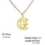 Vintage Goddess Crescent Phase Necklace Yoga OM Symbol Necklace Stainless Steel Love Palm Witch Knot Lotus π Symbol Jewelry
