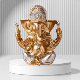 Hot Selling Southeast Asian Indian Religious Deity Gold Painted Lotus Elephant Trunk God Resin Craft Decoration Ornament