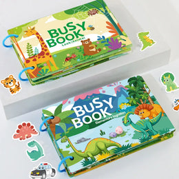 Busy Book for Toddlers Ages 2-6, Quiet Book Preschool Learning Activity, Reusable Sticker & Velcro Matching, Montessori Fine Mot
