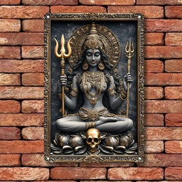 Vintage Indian Goddess Kali, Square Aluminum Sign, Perfect for Bar, Restaurant, Living Room Decor & More, Decorative Wall Poster