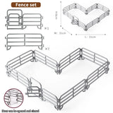 Oenux Simulation Farm Fence Scene Toy Trees House Farmer Unicorn Animals Model Miniature Craft Home Decoration Cute Kids Gift