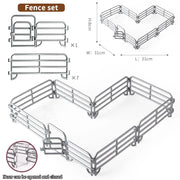 Oenux Simulation Farm Fence Scene Toy Trees House Farmer Unicorn Animals Model Miniature Craft Home Decoration Cute Kids Gift