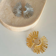 DASEIN 18k Gold Plated Super Shine Sun Indian Egypt Zircon Earrings Unique Hypoallergenic Stainless Steel Valentines Day Gift