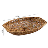 Creative Fruit Plate Imitation Rattan Woven Retro Living Room Snack Storage and Placement Square Afternoon Tea Heart Plate