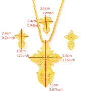 Saudi Arabia Classical Ethiopian Gold Plated Bridal Jewelry Sets Necklace Earrings Ring Gifts Wedding Jewellery Set For Women