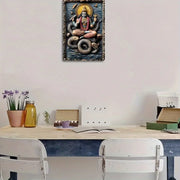 Vishnu & Sea Serpent Square Aluminum Sign, Classic Indian Mythology Wall Art for Home, Restaurant Decor, Decorative Wall Poster