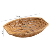 Creative Fruit Plate Imitation Rattan Woven Retro Living Room Snack Storage and Placement Square Afternoon Tea Heart Plate