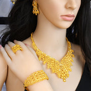 XUHUANG Luxury Dubai Crystal Gold Color Necklace Sets For Women Wedding African Jewelry Set Indian Jewellery Anniversary Gifts