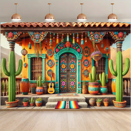 Mexican style porch tapestry, suitable for indoor and outdoor decoration in living rooms, bedrooms, and office backgrounds