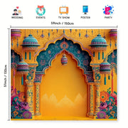 1 vibrant Indian wedding party backdrop - traditional architectural design suitable for holiday celebrations and home decor