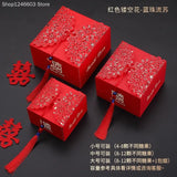 50pcs Retro Red Chinese Style Candy Boxes Wedding Gifts for Guests Mariage Paper Chocolate Packaging Box Boite Gateau Mariage