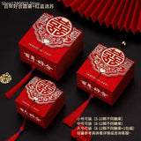 50pcs Retro Red Chinese Style Candy Boxes Wedding Gifts for Guests Mariage Paper Chocolate Packaging Box Boite Gateau Mariage