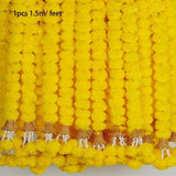 Long Strands Artificial Marigold Garland Pooja Diwali Fiesta Indian Décor Pooja Marigold Flowers Reusable 1.5m