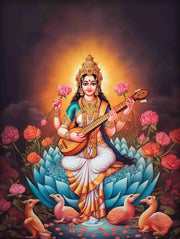 Indian Hindu Gods Lord Shiva Yoga Divine Goddess Saraswati Meditation Rt Poster Canvas Painting Wall Prints Picture Home Decor