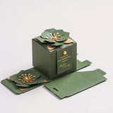 ગ્રીન ક્રિએટિવ ફ્લાવર સ્ક્વેર ઉત્કૃષ્ટ વેડિંગ કેન્ડી બોક્સ નામ સાથે વ્યક્તિગત કરેલ વેડિંગ થેંક યુ ગિફ્ટ્સ ફોર ગેસ્ટ બોક્સ ૫૦/૧૦૦