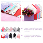 લગ્નની વર્ષગાંઠના ગુલદસ્તા માટે 10 પીસી ગિફ્ટ પેકેજિંગ બોક્સ એન્વેલપ આકારના ફૂલ રેપિંગ બોક્સ ફ્રેશ પેપર કન્ટેનર સ્ટોરેજ