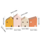 4Pcs Small Wooden House Ornament Miniature Building Table Desktop Home Decor Items Nordic Style Birthday Christmas Gifts Crafts