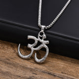 Stainless Steel Yoga Om Necklaces for Men,Punk Solid Metal Aum Pendant Collar Gifts,Male Jeweklry Gifts