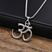Stainless Steel Yoga Om Necklaces for Men,Punk Solid Metal Aum Pendant Collar Gifts,Male Jeweklry Gifts