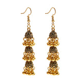 Retro Bollywood Oxidized Women Jhumka Indian Earrings Femmes 2020 Ethnic Gold Silver Color Afghan Bell Long Tassel Drop Earrings