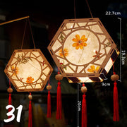 ચંદ્ર ઉત્સવ રેબિટ લાઇટ મધ્ય પાનખર ઉત્સવ ફાનસ બનાવવાનું DIY મટીરીયલ રેટ્રો પોર્ટેબલ પેલેસ ફાનસ ફૂલ કાગળ ફાનસ