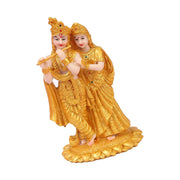 India Radha Krishna Figurine Statue 4x3x7.4inch Resin Sculpture Collection Craft for Home Office Tabletop Golden Elegant