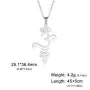 Skyrim Lotus Flower Yoga Om Unalome Pendant Necklace Stainless Steel Neck Chain for Women Buddhism Mandala Amulet Jewelry Gift