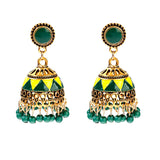 Ethnic Retro Geometric Turkish Jhumka Earrings For Women Indian Jewelry Flower Gold Color Bell Tassel Dangling Earrings