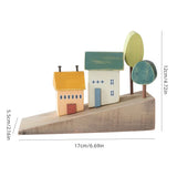 4Pcs Small Wooden House Ornament Miniature Building Table Desktop Home Decor Items Nordic Style Birthday Christmas Gifts Crafts
