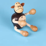 Wooden Action Toy Figures Simulation Animal Movable Joint Model Doll Elephant Monkey Giraffe Lion Educational Toys For Children