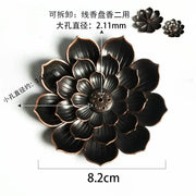 Alloy Incense Burner Stick Holder Buddhism Lotus Line Incense Plate Sandalwood Coil Base Temples Yoga Studios Home Decoration