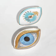 Home Decoration Eye Shape Jewelry Tray Ceramic Oval Decorative Plate Modern Art Style Trinket Plate Key